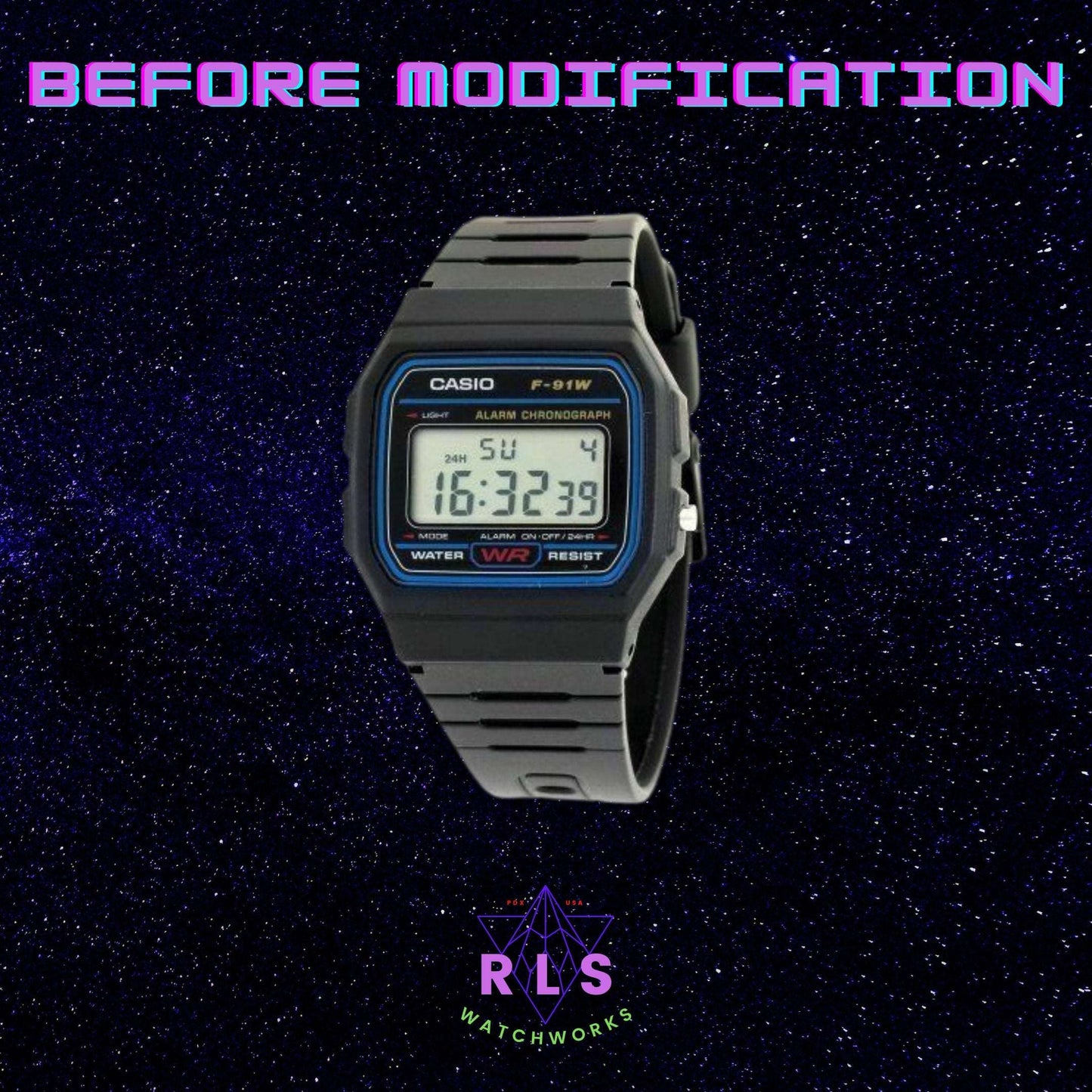 Custom Black Casio Watch with Red Screen Color Mod