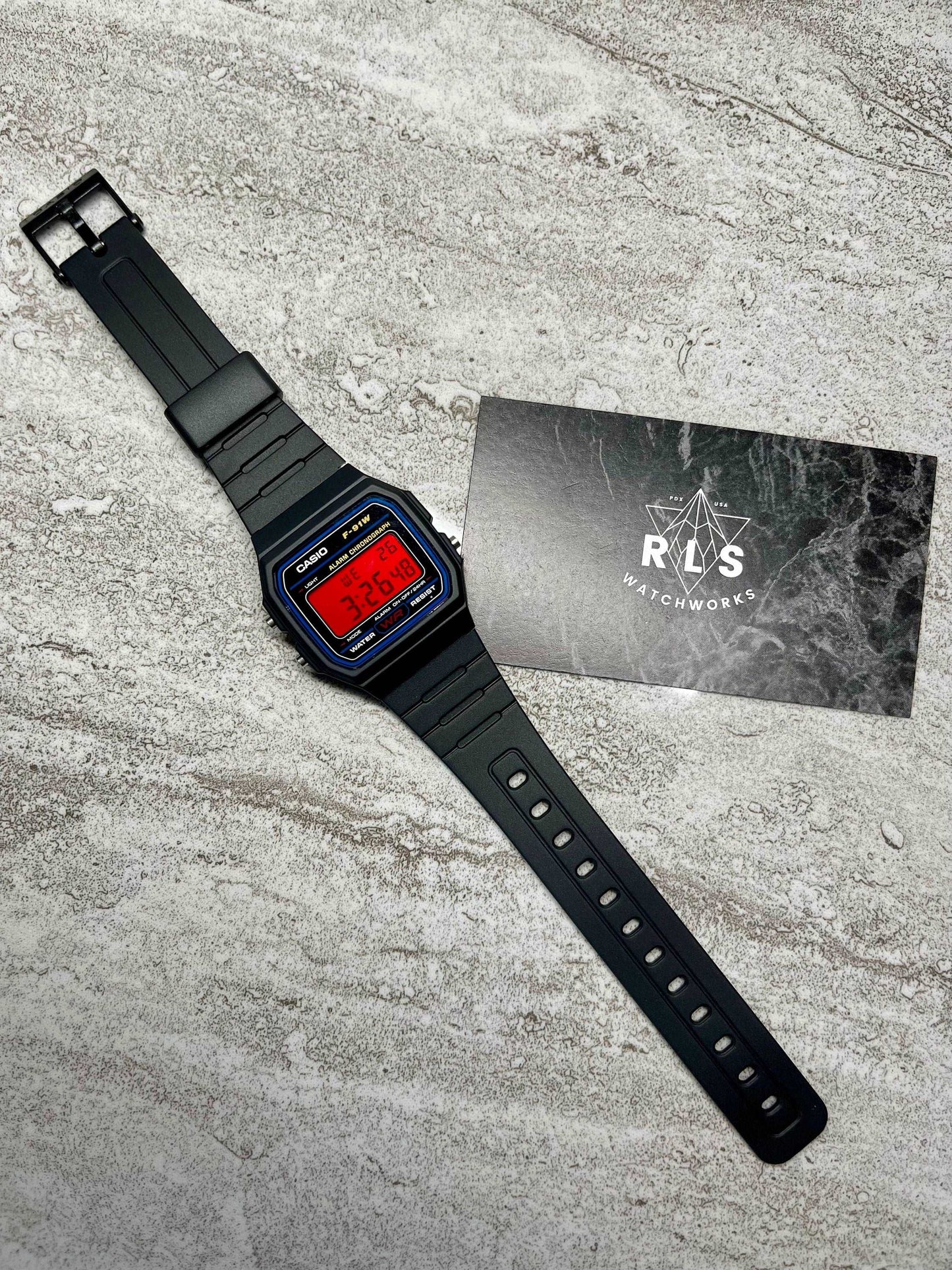 Custom Black Casio Watch with Red Screen Color Mod