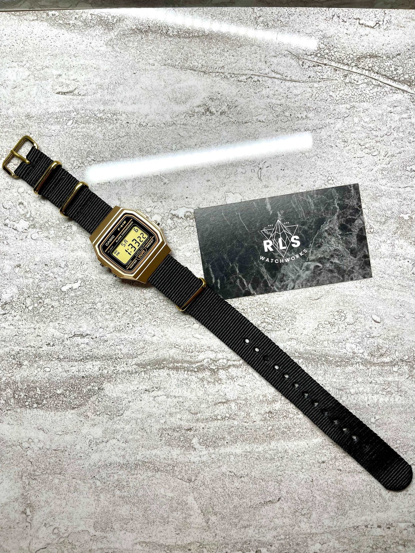 Custom Gold Casio Watch on Black Strap