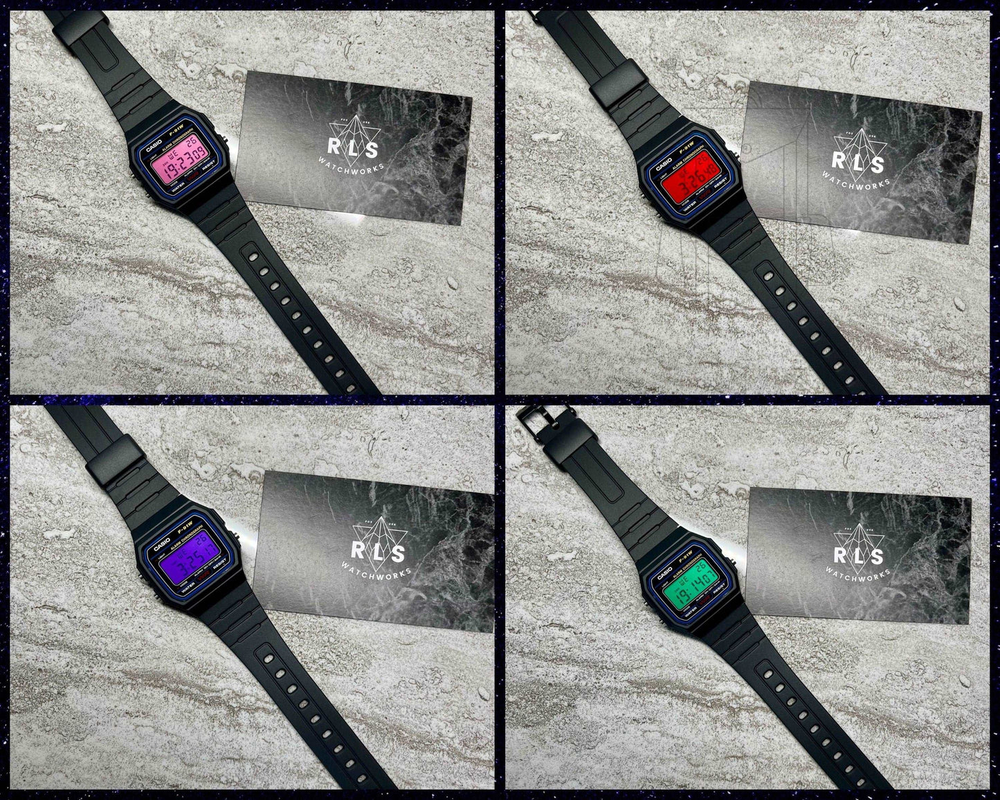 Custom Black Casio Watch with Color Screen Mod (Pick your color)