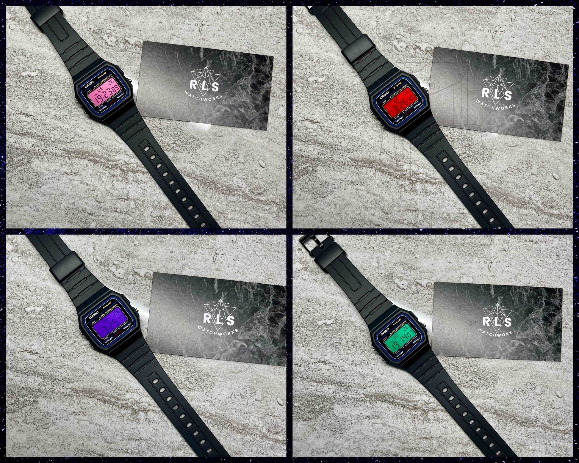 Custom Black Casio Watch with Color Screen Mod (Pick your color)