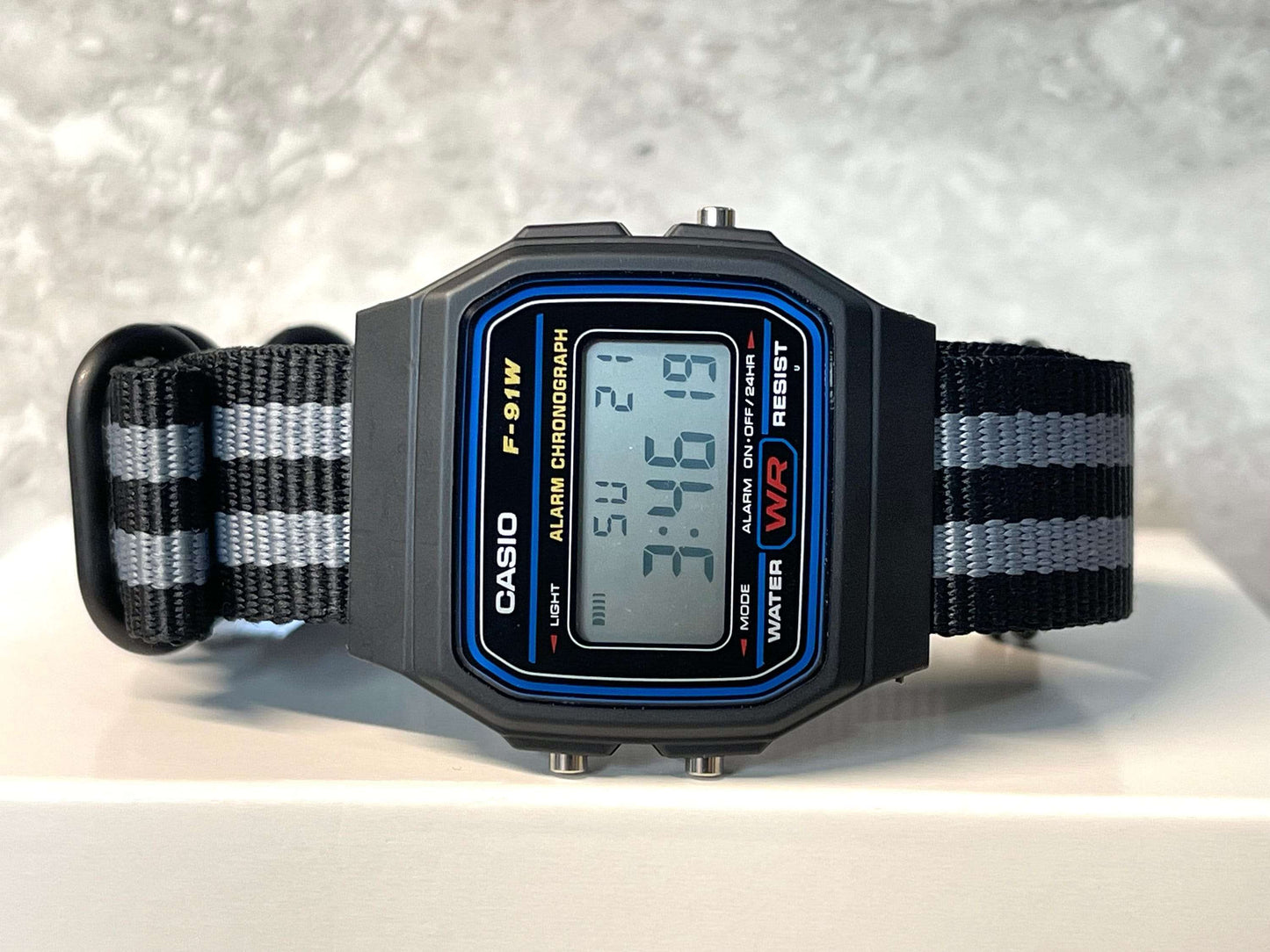Custom Black Casio Watch on Black/Grey Strap