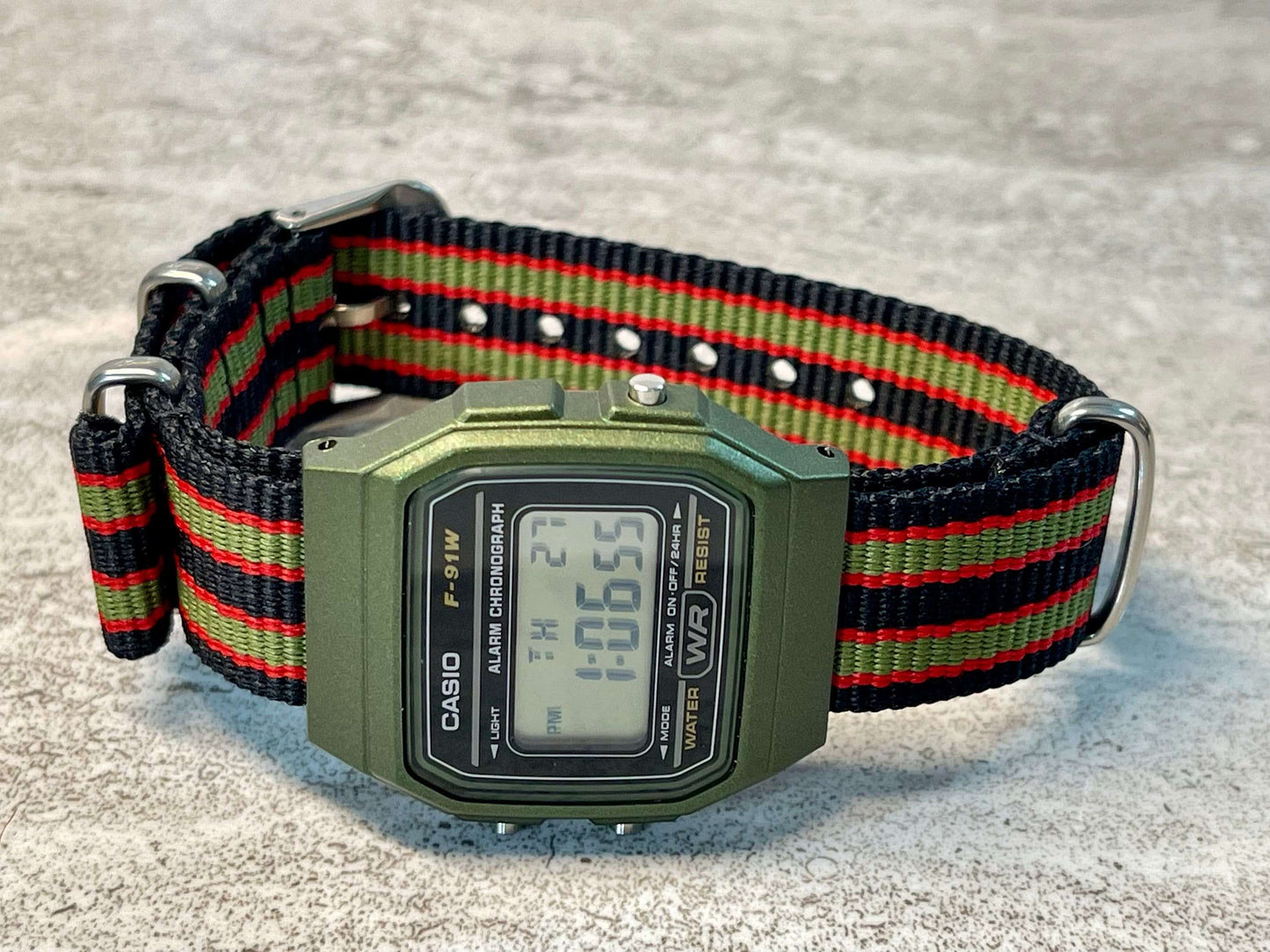Custom Green Casio Watch on Bond Strap