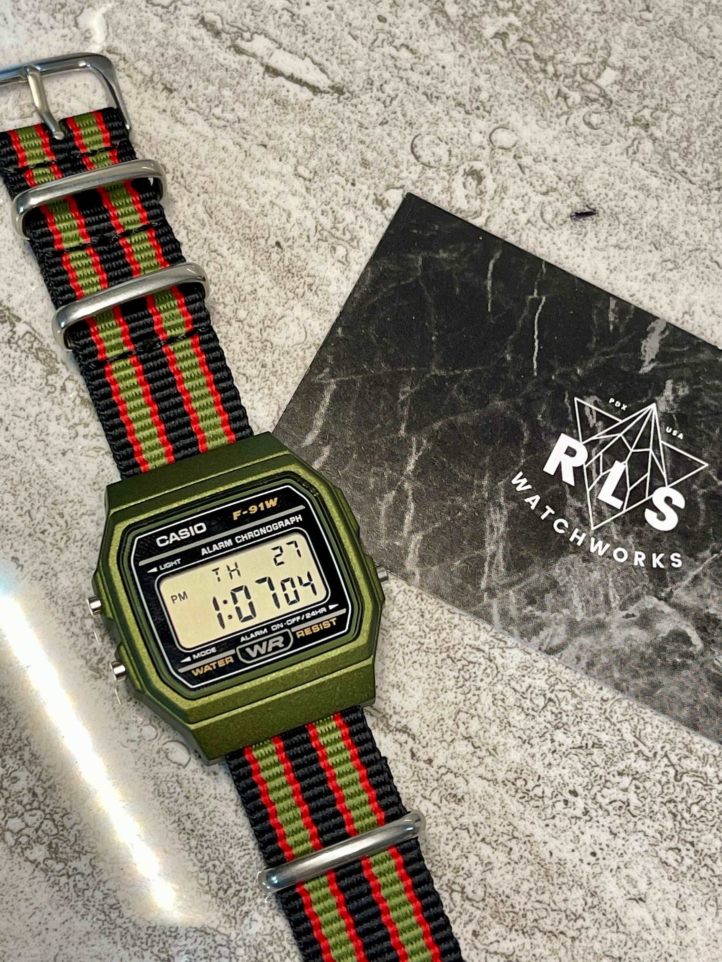 Custom Green Casio Watch on Bond Strap