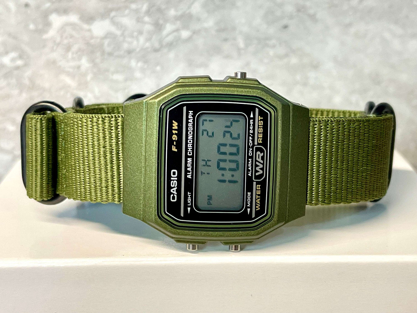 Custom Green Casio Watch on Green Strap w/ black hardware
