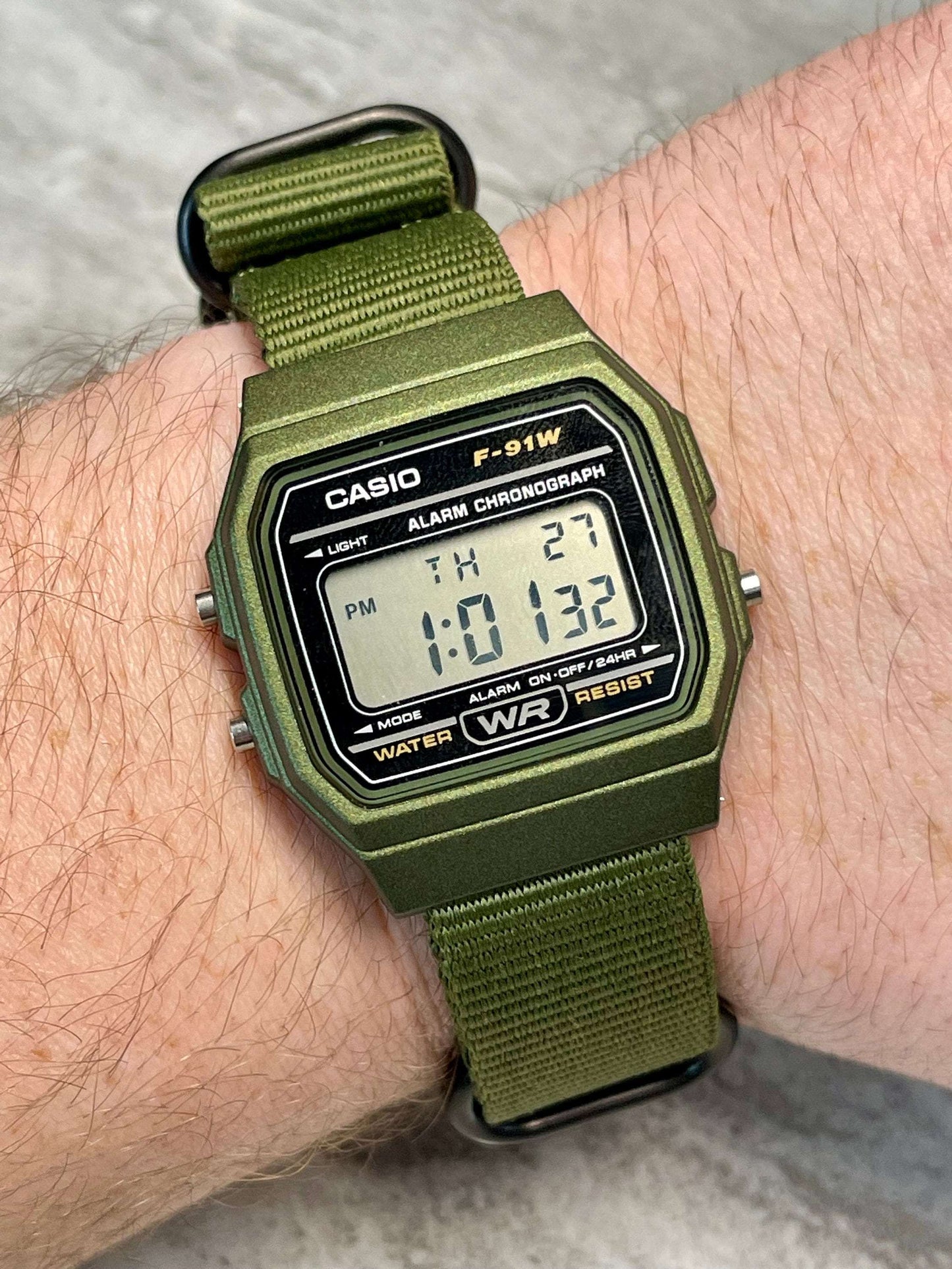 Custom Green Casio Watch on Green Strap w/ black hardware