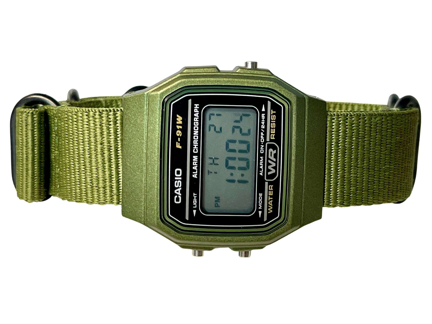 Custom Green Casio Watch on Green Strap w/ black hardware