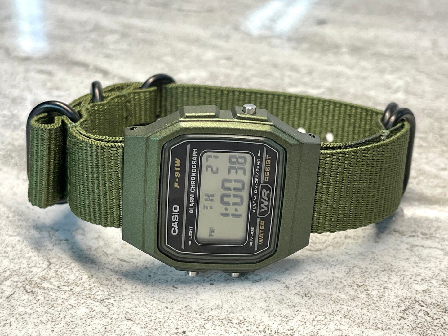 Custom Green Casio Watch on Green Strap w/ black hardware