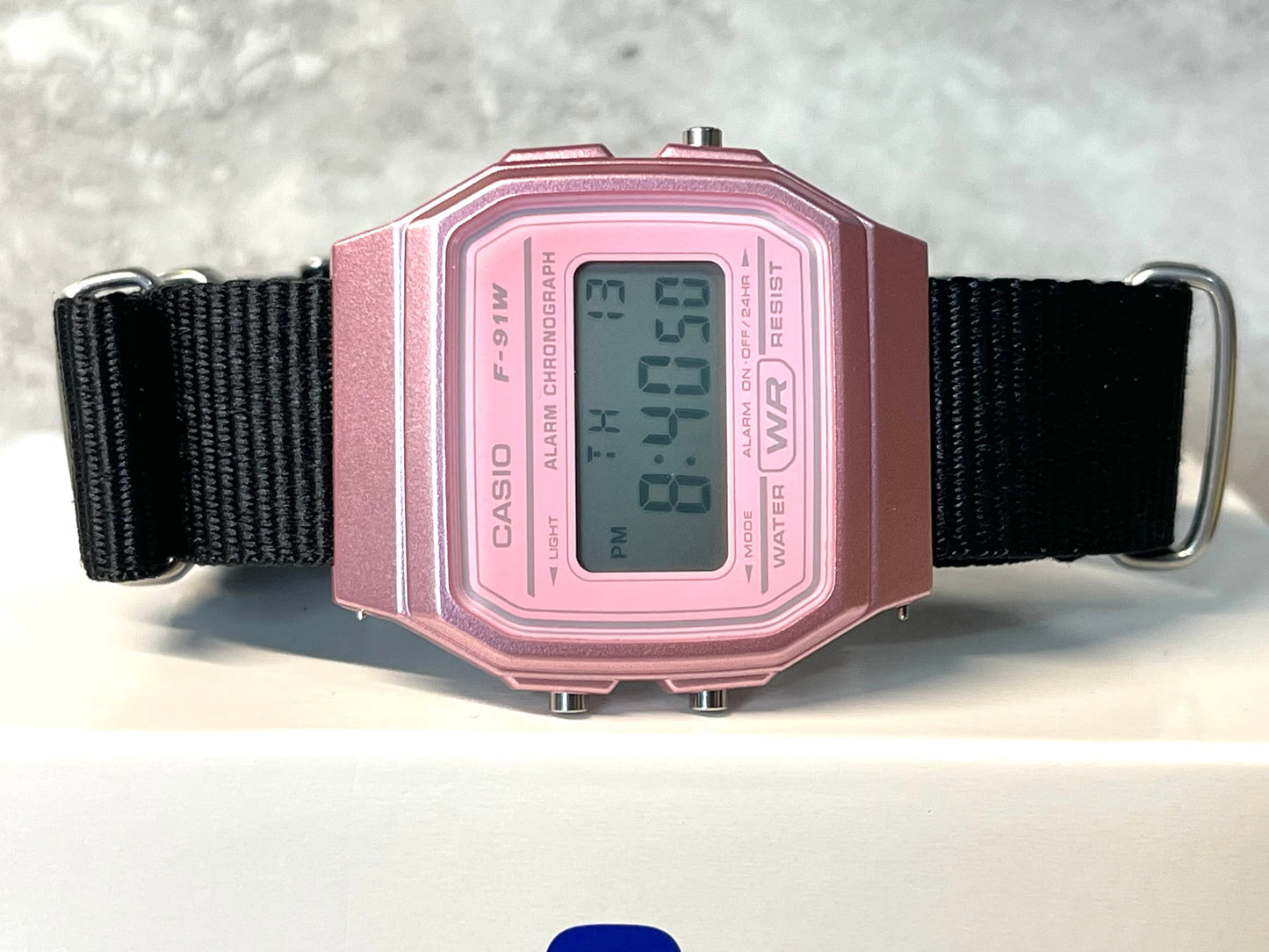 Custom Pink Casio Watch on Black Strap w/ silver hardware