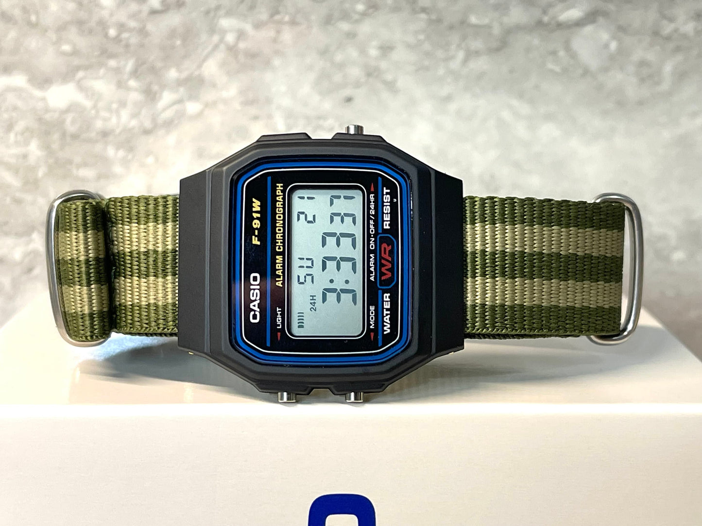 Custom Black Casio Watch on Green/Light green Strap