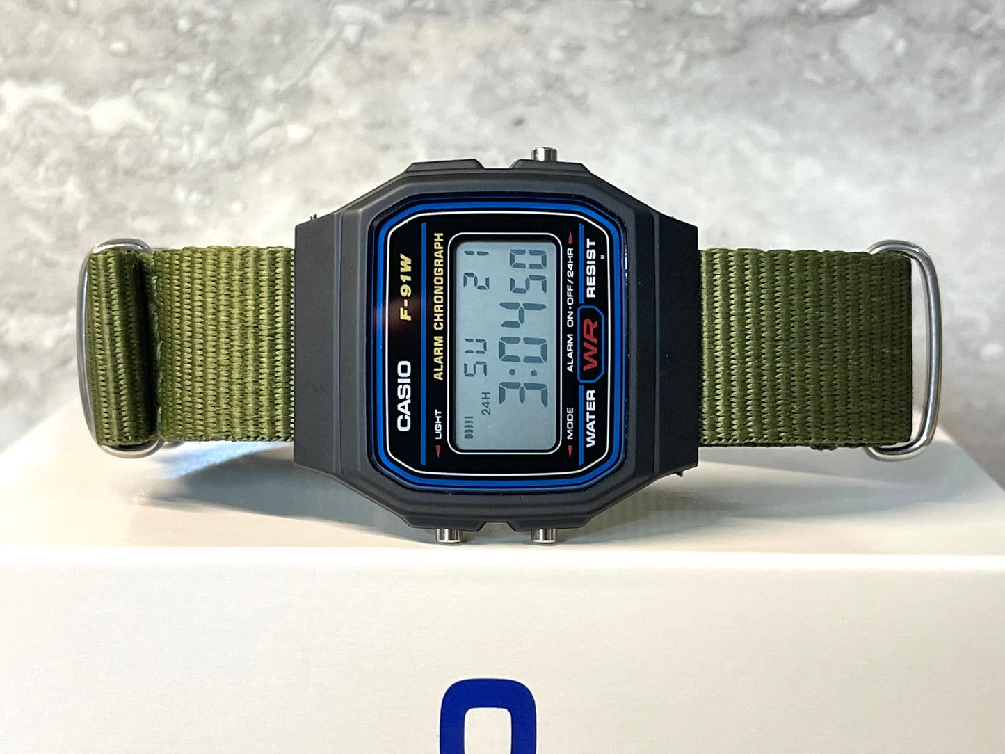Custom Black Casio Watch on Green Strap w/ silver hardware