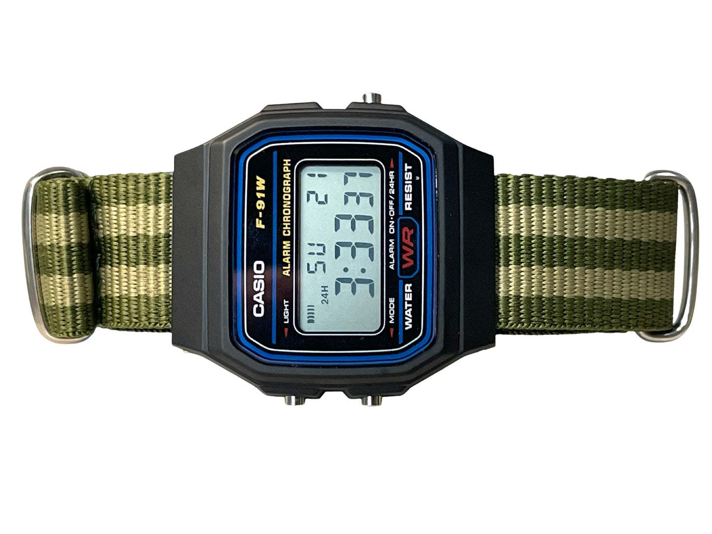 Custom Black Casio Watch on Green/Light green Strap