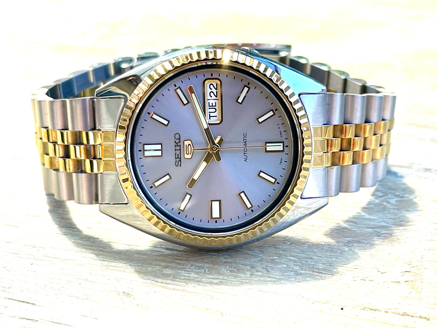 The "SNXS-Just" Genuine Seiko SNXS Mod (Light Grey Dial) - 2Tone DJ Homage w/ Sapphire Crystal, Fluted bezel & Jublee Style Bracelet