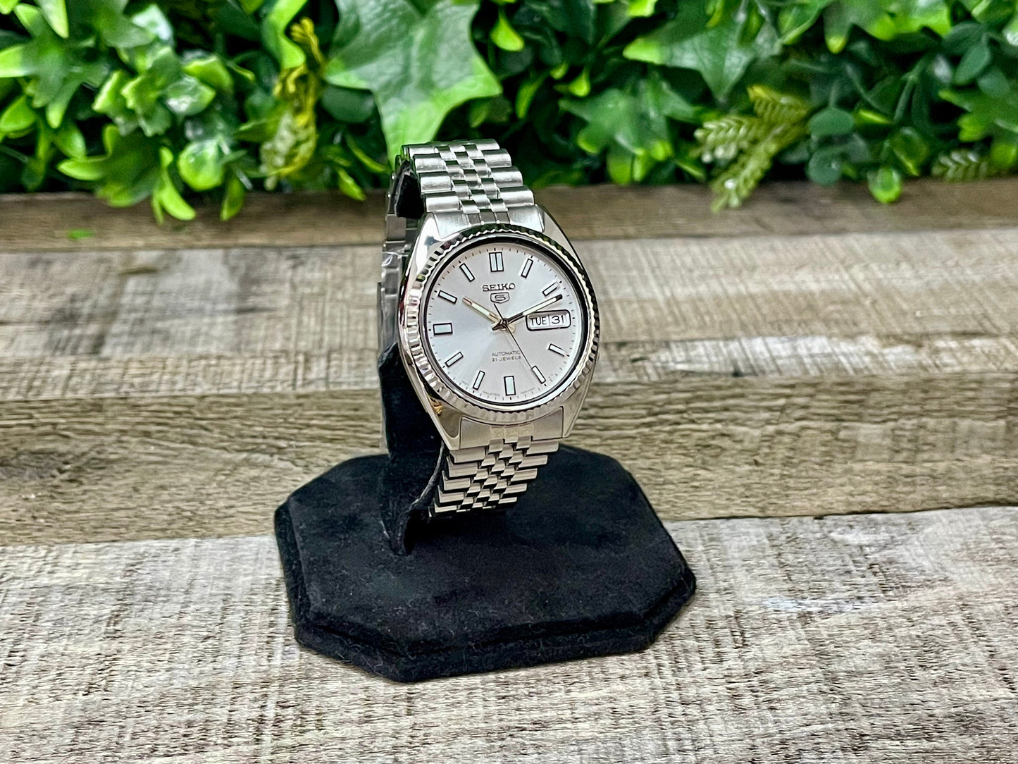 The "SNXSJUST" Genuine Seiko SNXS Modified (Silver Dial) DJ Homage w/ Sapphire Crystal, Fluted Bezel, and Jublee style Bracelet