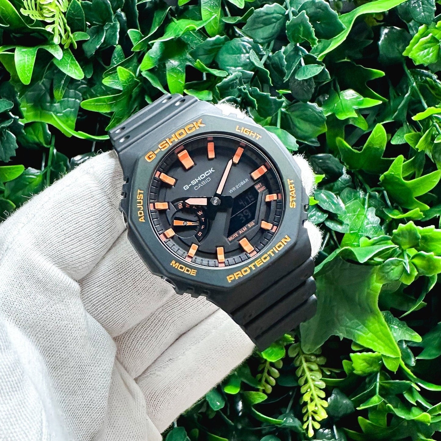 G-Shock CasiOak "Halloween" - Black/Orange Hand Painted Genuine Casio GA2100 - Carbon Core Protection - Optional Sapphire Crystal