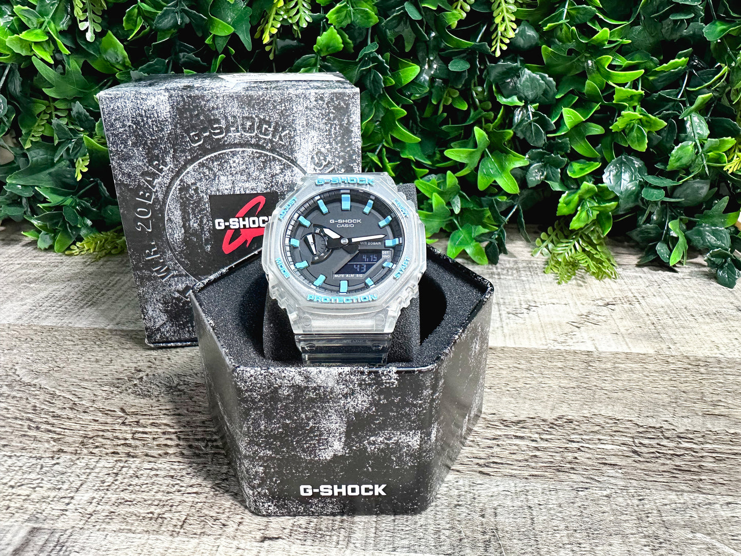 G-Shock CasiOak "Sky Blue Jelly" - Clear/Blue Hand Painted Genuine Casio GA2100 - Carbon Core Protection - Optional Sapphire Crystal