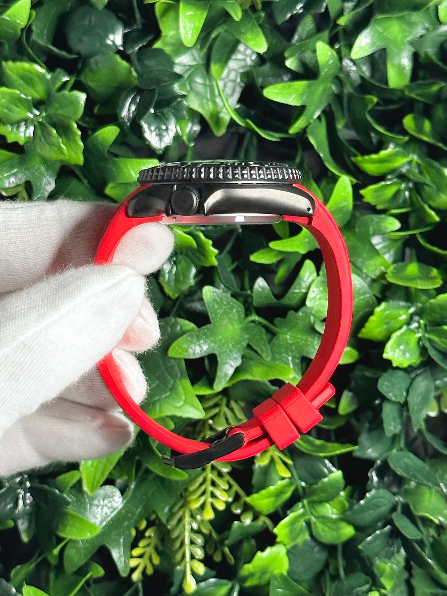 42mm "BLACKOUT/RED" Genuine Seiko 5KX SRPD Modified Yacht Style w/ Sapphire Crystal & Ceramic Bezel Insert