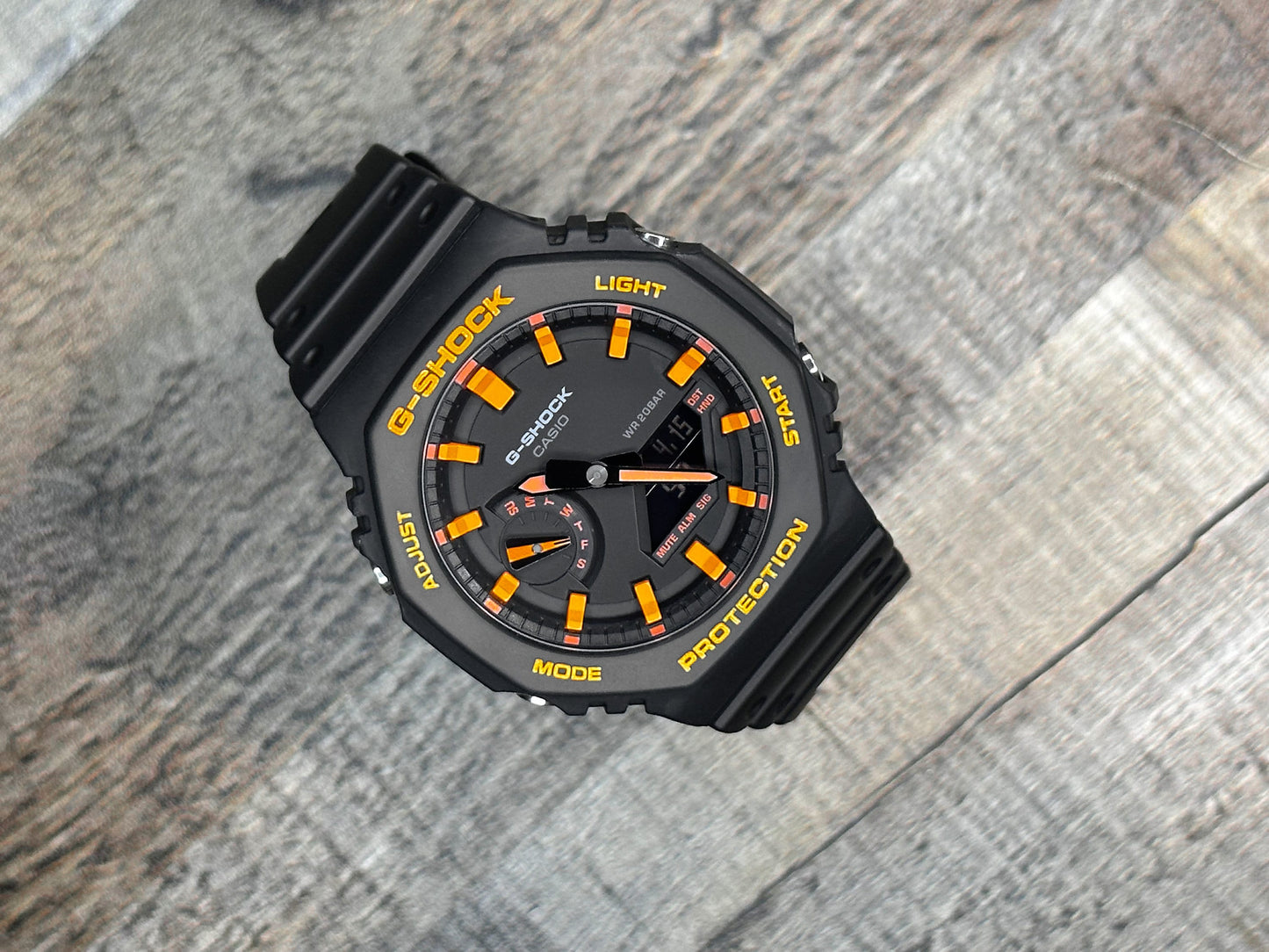 G-Shock CasiOak "Halloween" - Black/Orange Hand Painted Genuine Casio GA2100 - Carbon Core Protection - Optional Sapphire Crystal