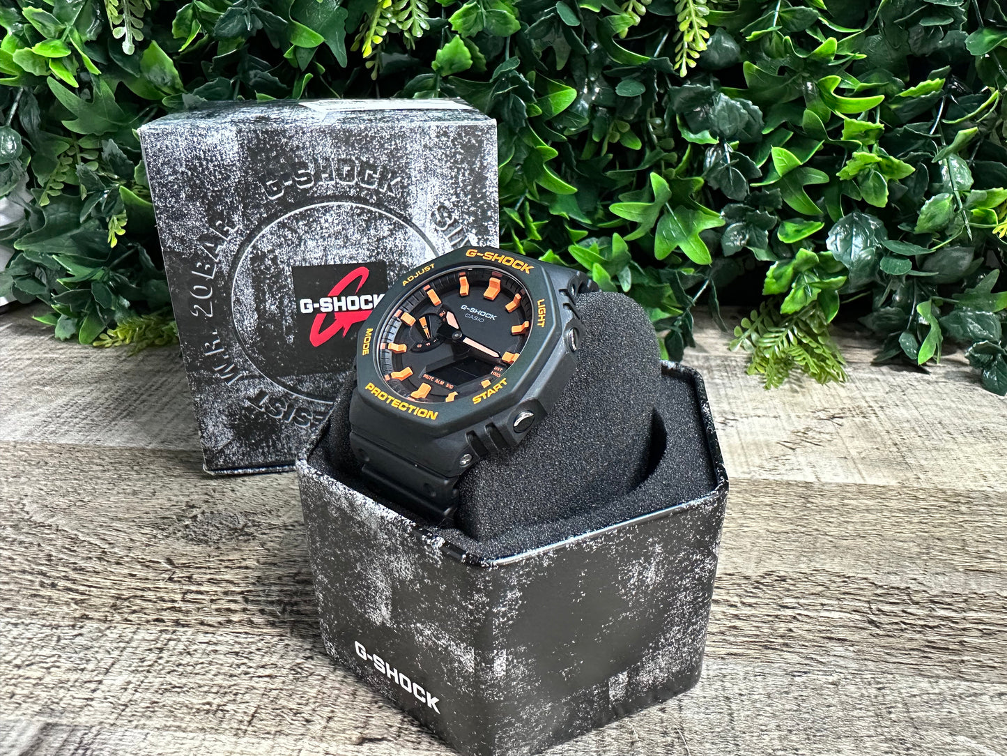 G-Shock CasiOak "Halloween" - Black/Orange Hand Painted Genuine Casio GA2100 - Carbon Core Protection - Optional Sapphire Crystal