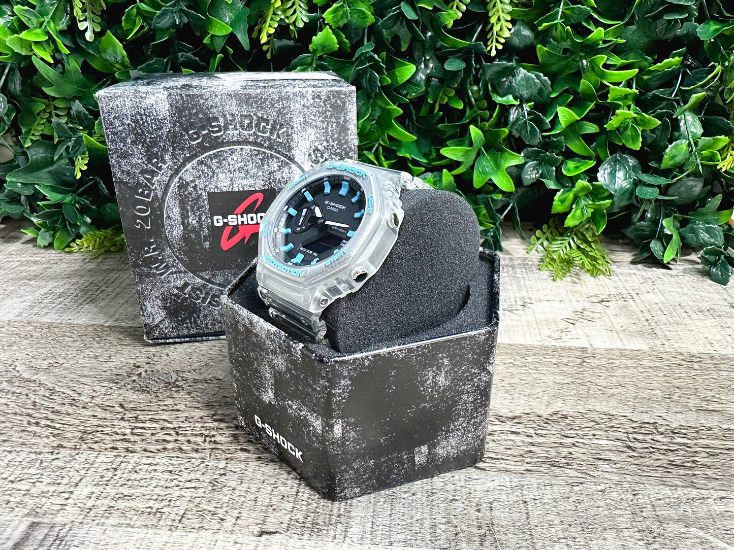 G-Shock CasiOak "Sky Blue Jelly" - Clear/Blue Hand Painted Genuine Casio GA2100 - Carbon Core Protection - Optional Sapphire Crystal