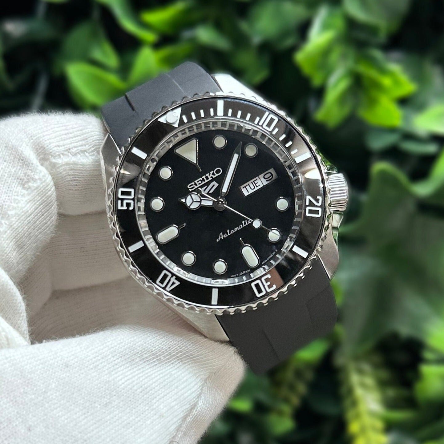 42mm "SUB" Genuine Seiko 5KX SRPD Modified Sub Style w/ Sapphire Crystal, Ceramic Bezel Insert & Rubber Strap