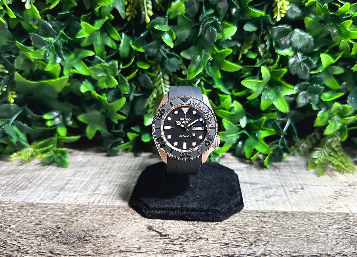 42mm "ROSE GOLD YACHT" Genuine Seiko 5KX Srpd Modified Sub Style w/ Sapphire Crystal, Ceramic Bezel Insert & Rubber Strap