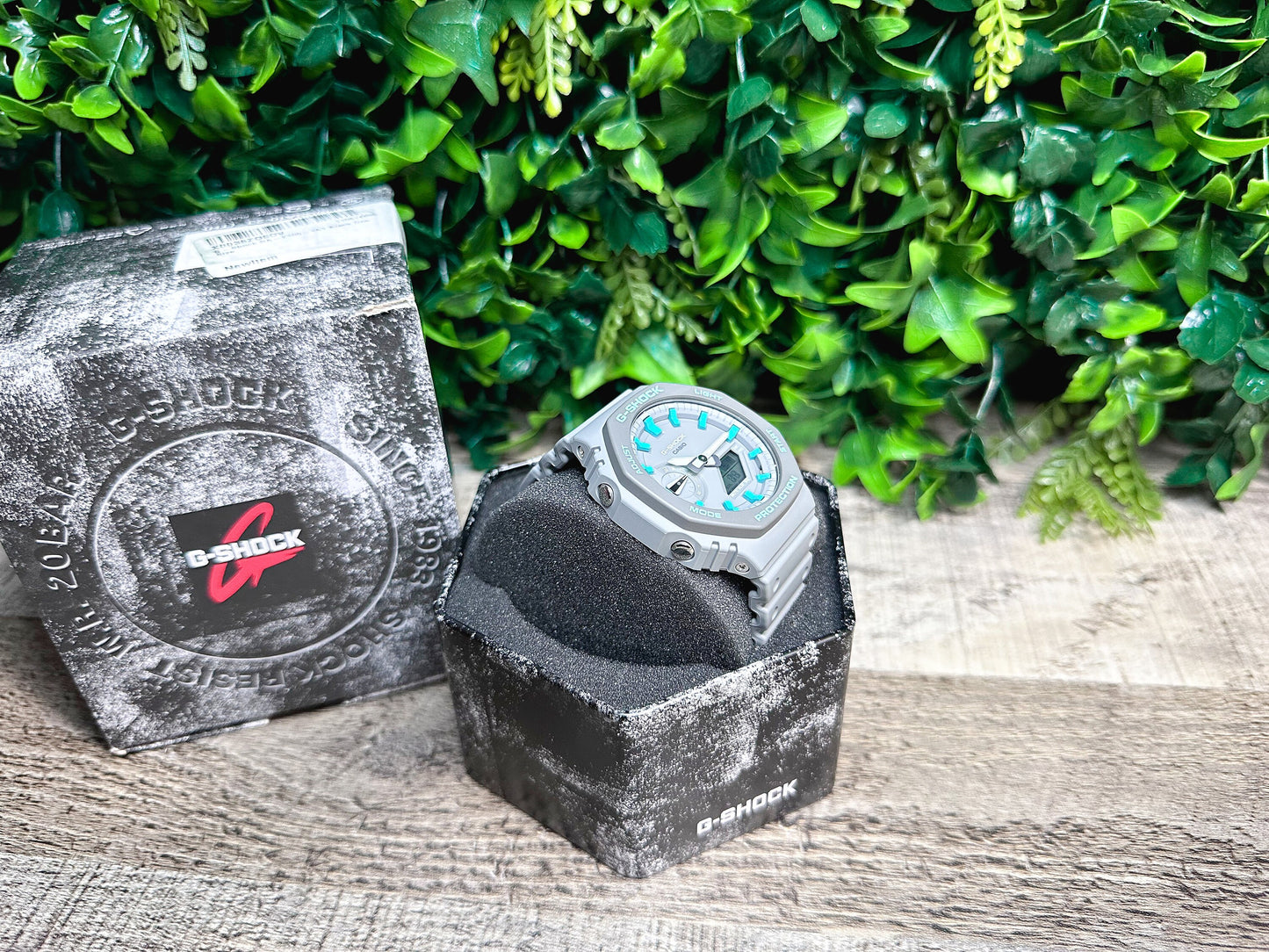 G-Shock CasiOak "Grey Sky" - Grey/Blue Hand Painted Genuine Casio GA2100 - Carbon Core Protection - Optional Sapphire Crystal