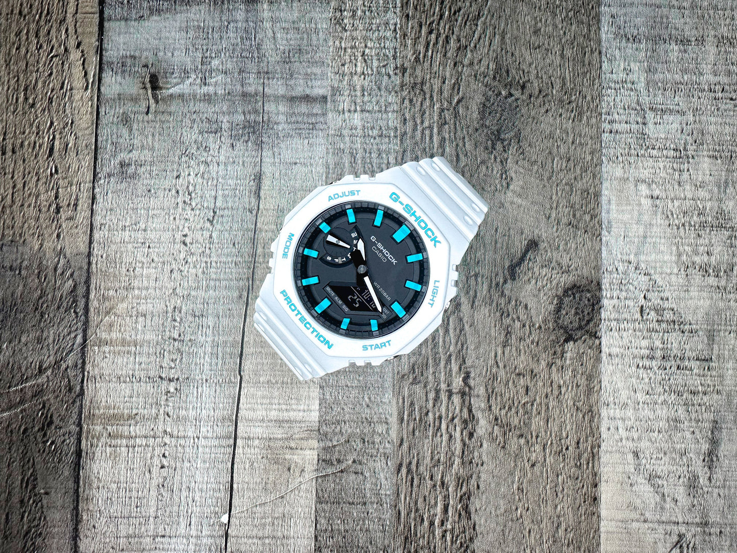 G-Shock CasiOak "White Sky" - White/Rainbow Hand Painted Genuine Casio GA2100 - Carbon Core Protection - Optional Sapphire Crystal