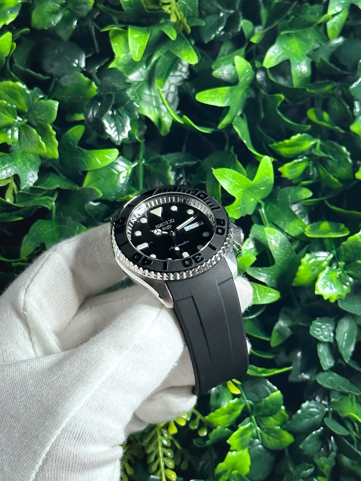 42mm "YACHT" Genuine Seiko 5KX SRPD Modified Sub Style w/ Sapphire Crystal, Ceramic Bezel Insert & Rubber Strap