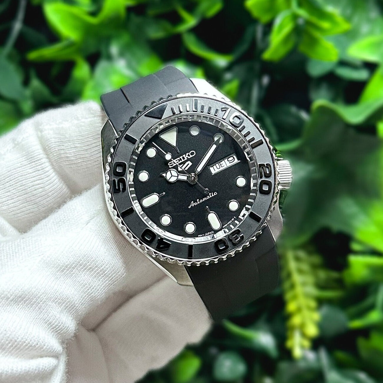 42mm "YACHT" Genuine Seiko 5KX SRPD Modified Sub Style w/ Sapphire Crystal, Ceramic Bezel Insert & Rubber Strap