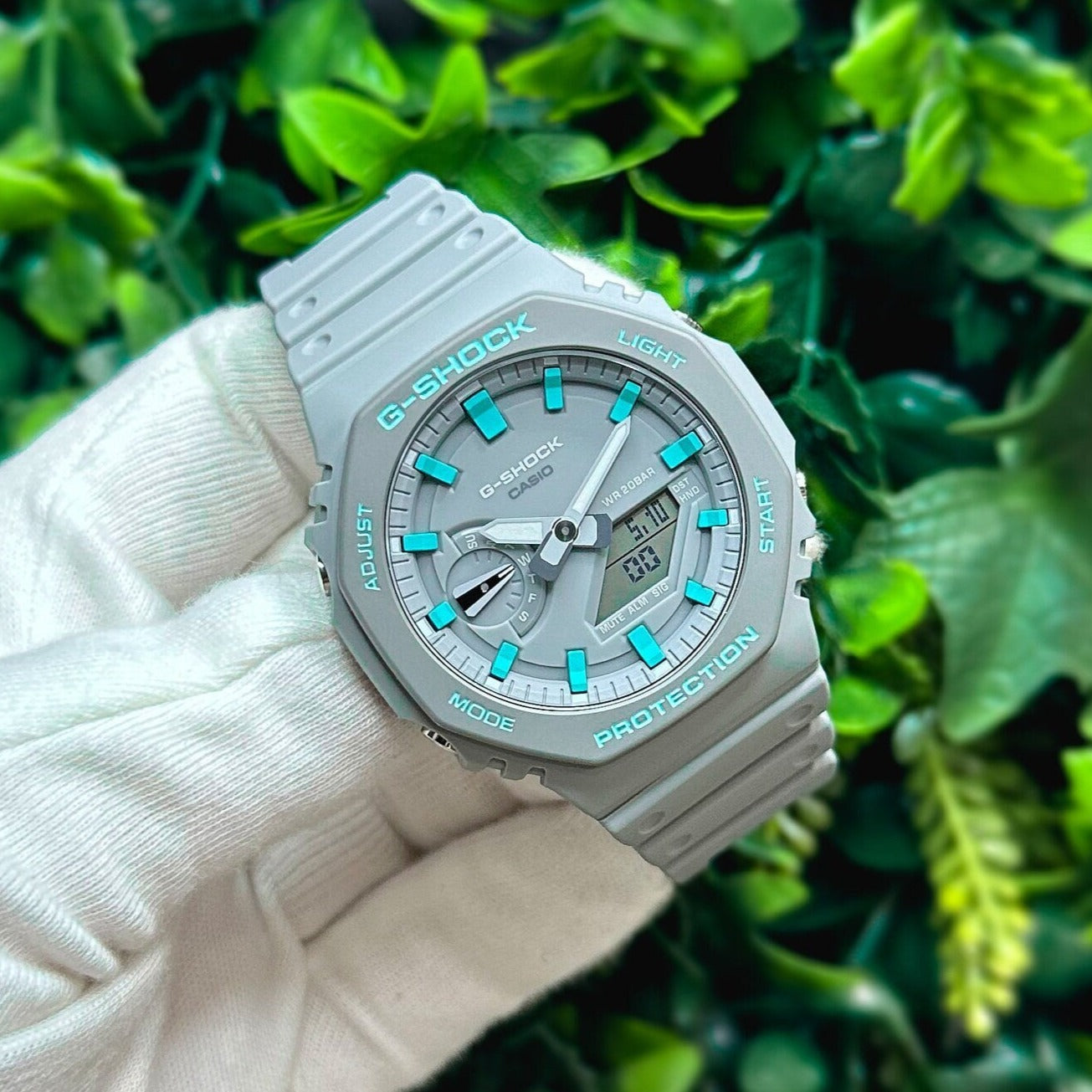 G-Shock CasiOak "Grey Sky" - Grey/Blue Hand Painted Genuine Casio GA2100 - Carbon Core Protection - Optional Sapphire Crystal