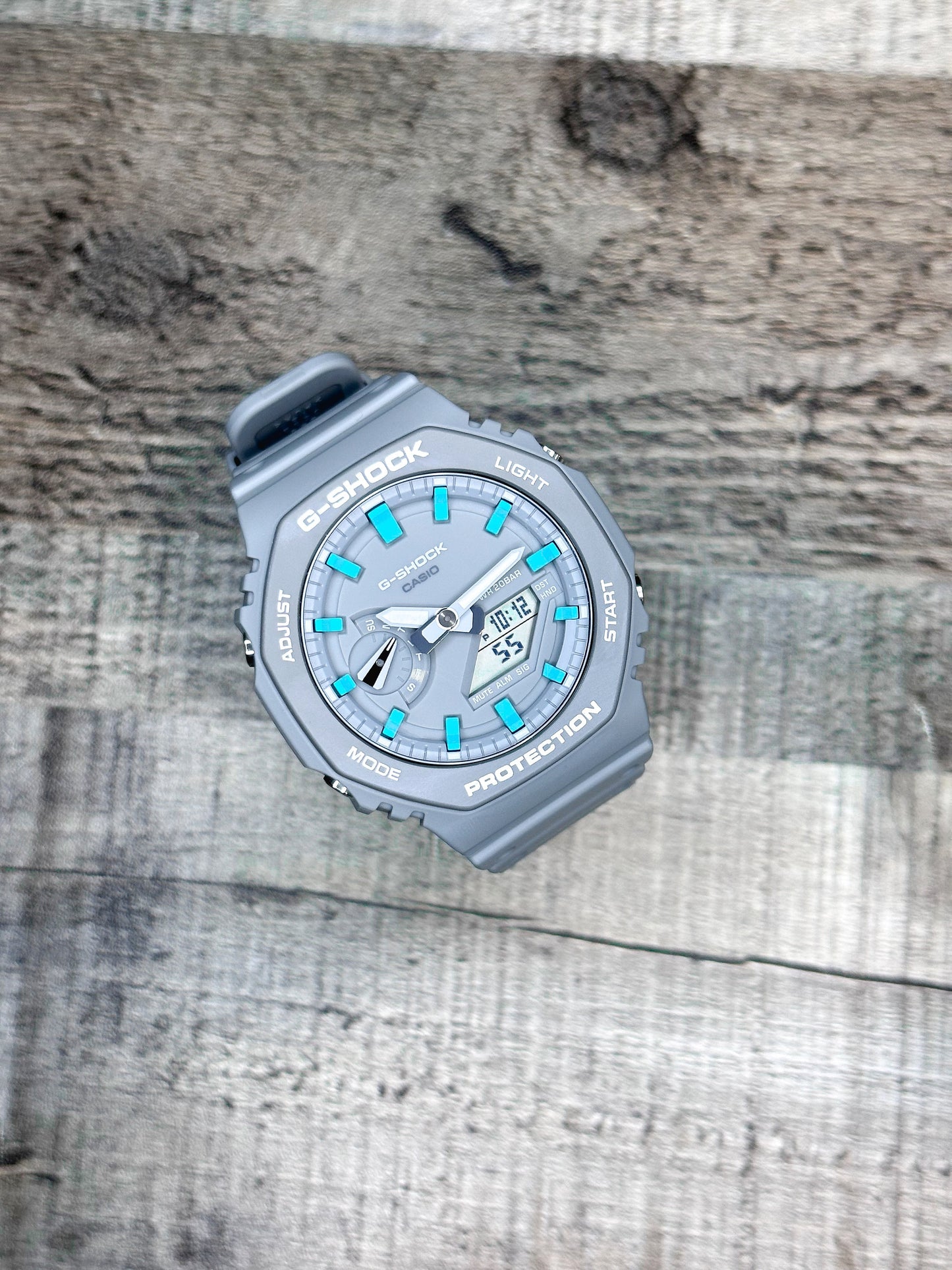 G Shock CasiOak "Cloudy Sky" - Grey/Blue Hand Painted Genuine Casio GA2100 - Optional Sapphire Crystal