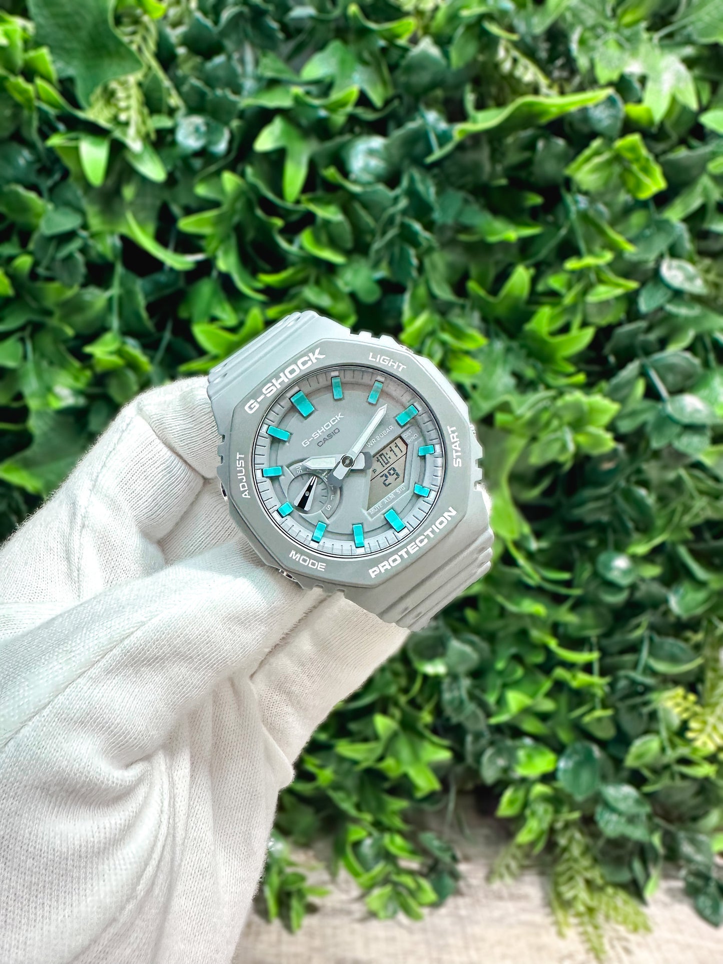 G Shock CasiOak "Cloudy Sky" - Grey/Blue Hand Painted Genuine Casio GA2100 - Optional Sapphire Crystal