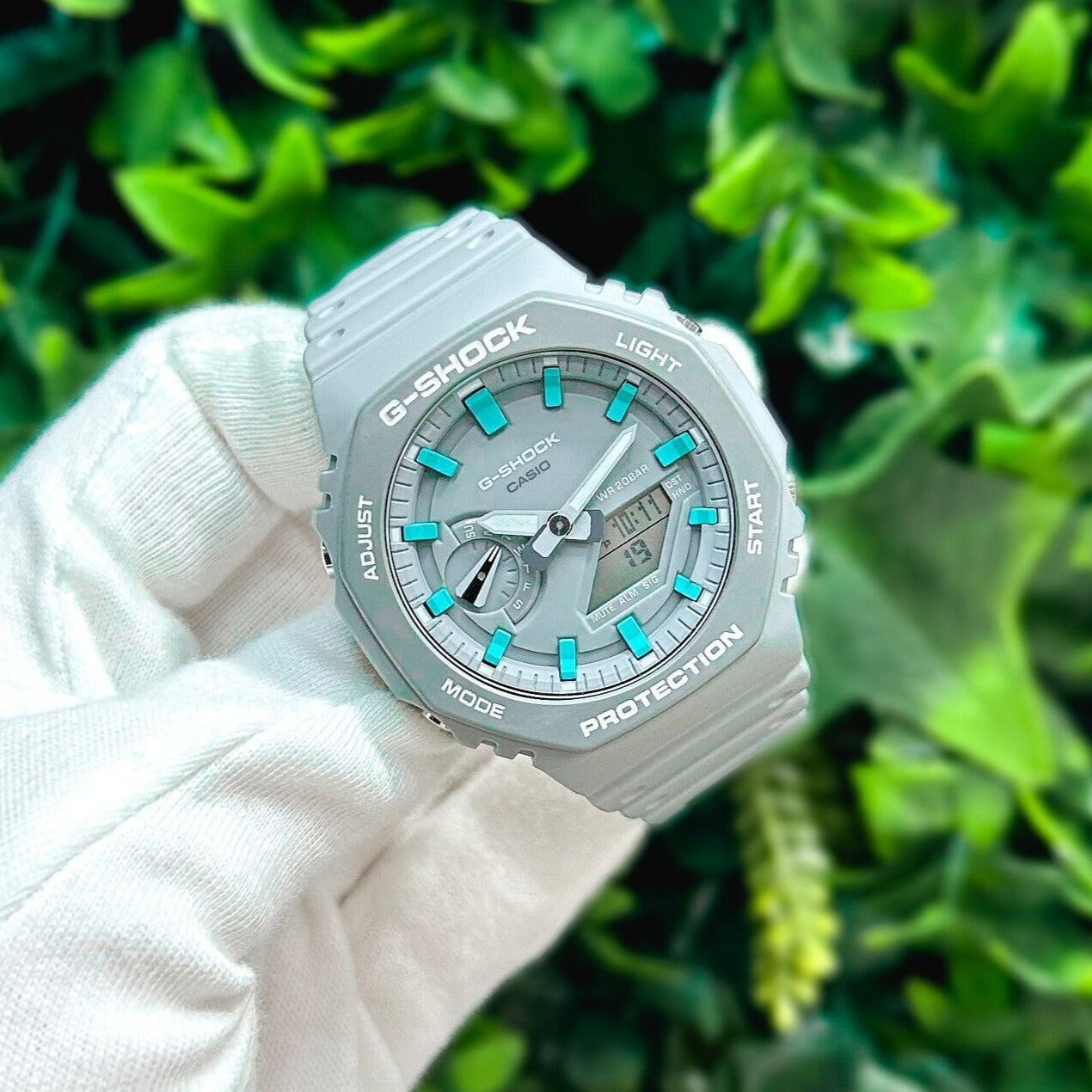 G Shock CasiOak "Cloudy Sky" - Grey/Blue Hand Painted Genuine Casio GA2100 - Optional Sapphire Crystal
