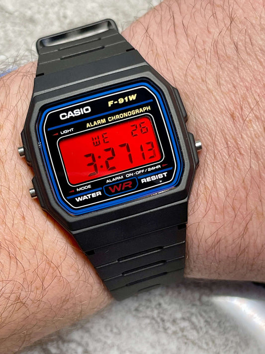 Custom Black Casio Watch with Red Screen Color Mod