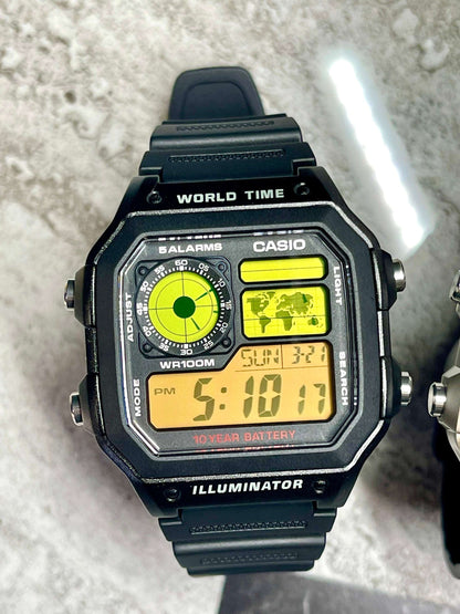 Custom Casio World Time Watch, Silver, Black, Gold with Color Screen Mod (Pick your colors)