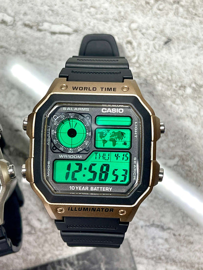 Custom Gold Casio World Time Watch with Color Screen Mod (Pick your colors)