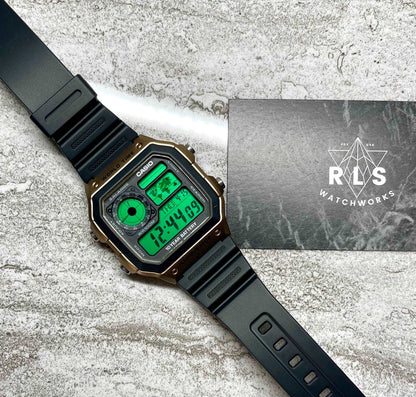 Custom Gold Casio World Time Watch with Color Screen Mod (Pick your colors)