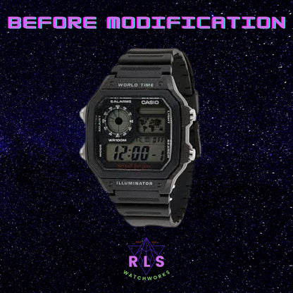 Custom Black Casio World Time Watch with Color Screen Mod (Pick your colors)
