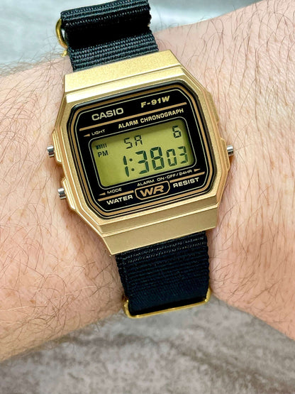 Custom Gold Casio Watch on Black Strap