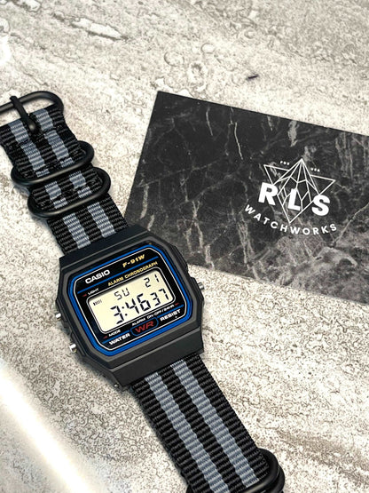 Custom Black Casio Watch on Black/Grey Strap