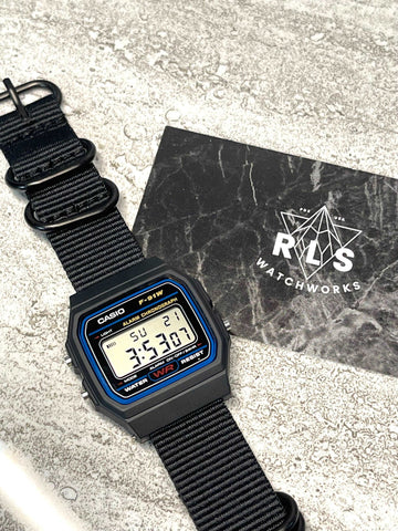 Custom Black Casio Watch on Black Strap w/ black hardware