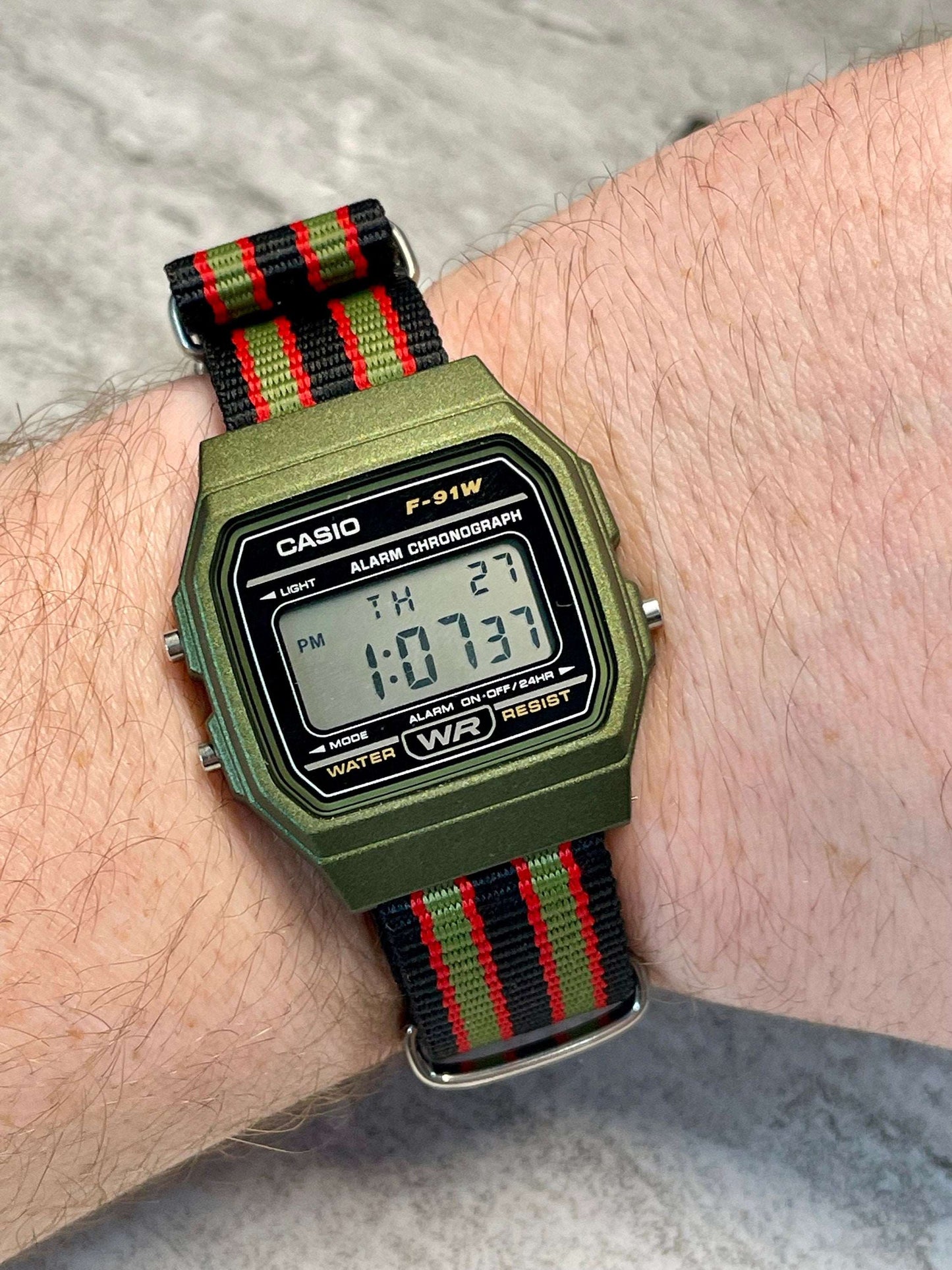 Custom Green Casio Watch on Bond Strap