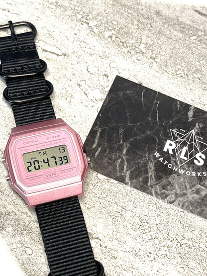 Custom Pink Casio Watch on Black Strap w/ black hardware