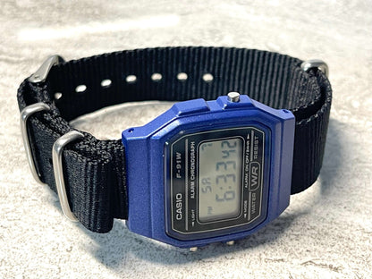 Custom Blue Casio Watch on Black Strap w/ silver hardware