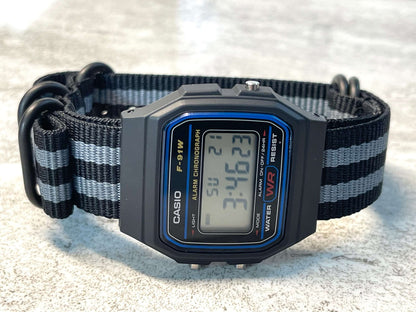 Custom Black Casio Watch on Black/Grey Strap