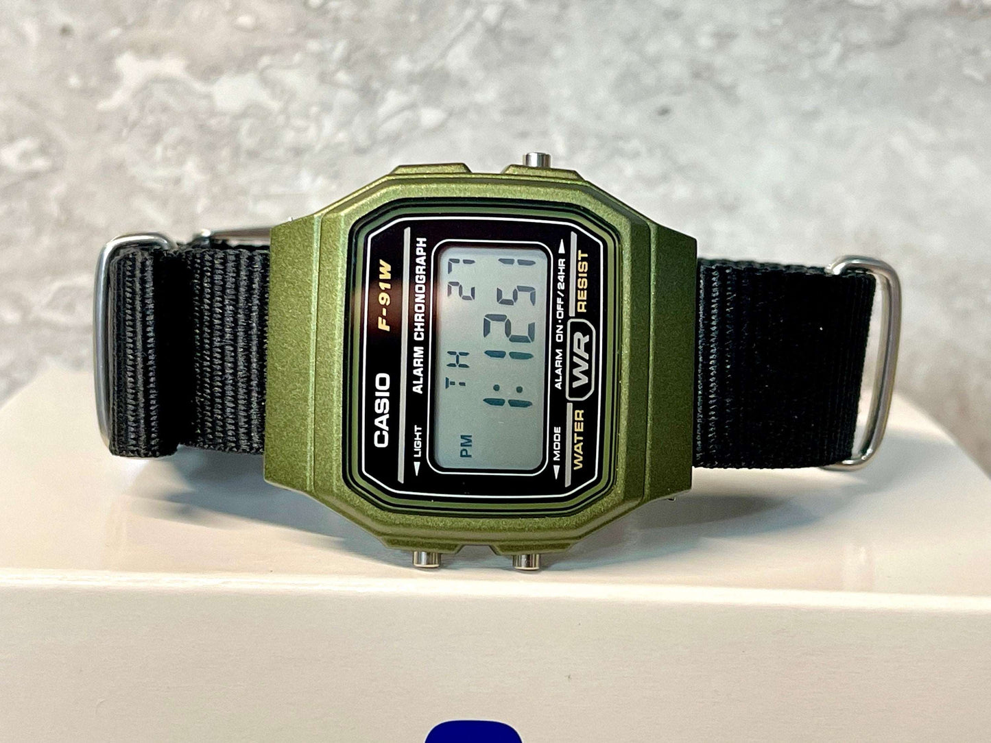 Custom Green Casio Watch on Black Strap w/ silver hardware