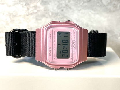 Custom Pink Casio Watch on Black Strap w/ black hardware