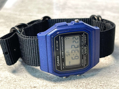 Custom Blue Casio Watch on Black Strap w/ black hardware