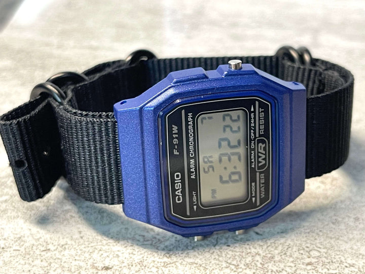 Custom Blue Casio Watch on Black Strap w/ black hardware
